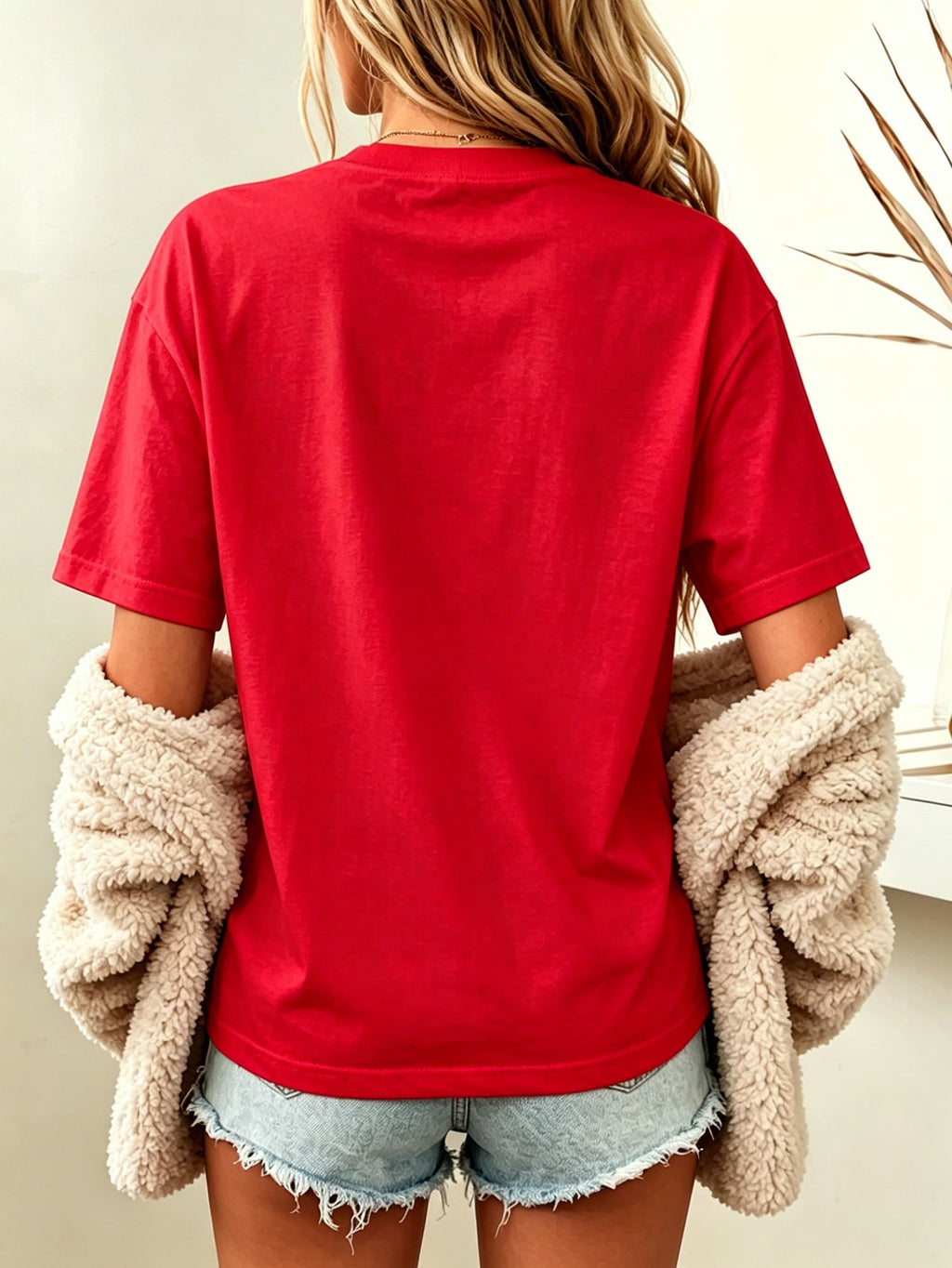 Genuine Le Yitong Rabbit 8-Ball Coffee Theme Women'S Short Sleeve, Vintage English Slogan Cartoon Print American Casual All-Match Daily T-Shirt Top - Red