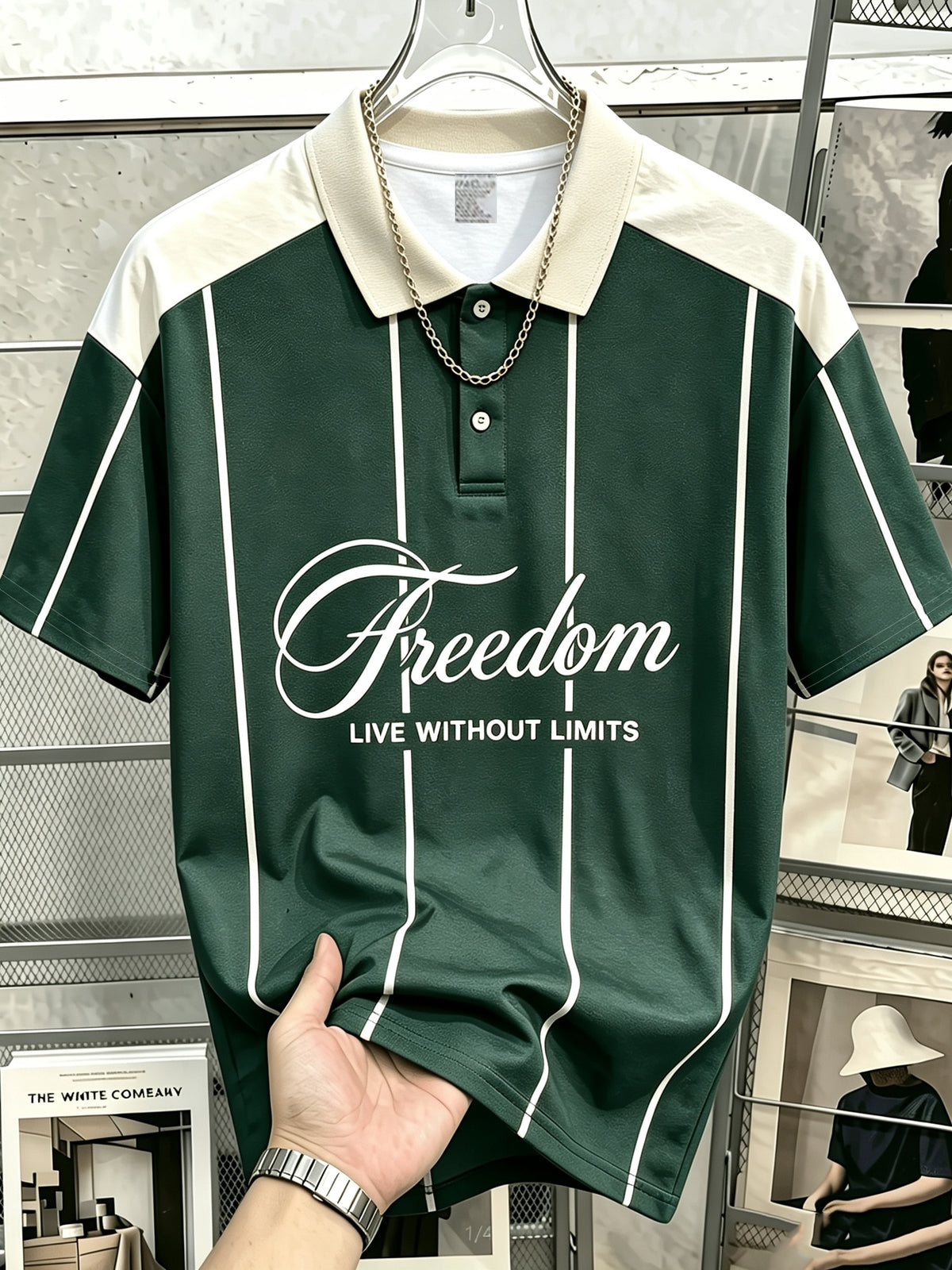 Men'S Retro Color-Block Pinstripe Polo Shirt, Short Sleeve Lapel Casual Summer Daily Golf Top, Suitable for Outings, Travel, Outdoor Wear, Polo Shirt (Latin America) - Dark Green