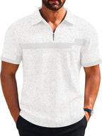 New Summer Men's Waffle Knit Polo Shirt with Lapel Collar, Simple Print Design, Breathable Textured Short Sleeves, Casual and Versatile Top for Daily or Commuting Wear - Mixed colors
