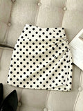 Summer Women'S Black Polka Dot Printed Ruffled Design Sexy Chic Birthday Gift Party Festive Music Festival Beach Vacation Dress Summer Skirt, Fashionable Unique Design Multi-Style Short Tight Skirt - White