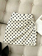 Summer Women'S Black Polka Dot Printed Ruffled Design Sexy Chic Birthday Gift Party Festive Music Festival Beach Vacation Dress Summer Skirt, Fashionable Unique Design Multi-Style Short Tight Skirt - White