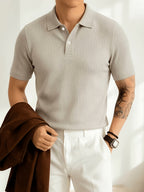 Men'S Casual Top, Summer, Polo Shirt Business, Mature Man'S Charm, Striped Design, Trendy Men Must Wear, Head-Turning, Casual Wear, Holiday Wear, Date Wear, Men'S Polo Shirt - Khaki