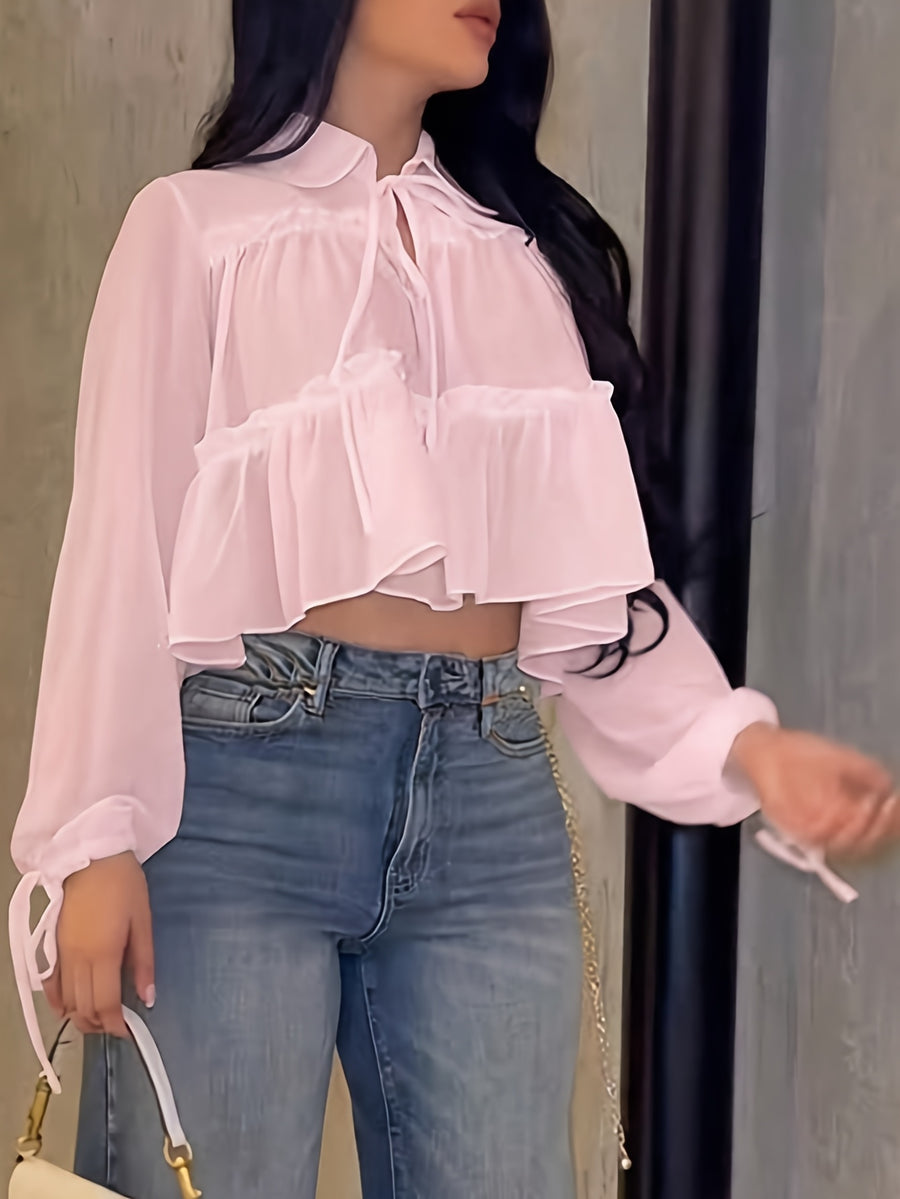 Women's Chiffon Shirt Vacation Beach Shirt - Pink