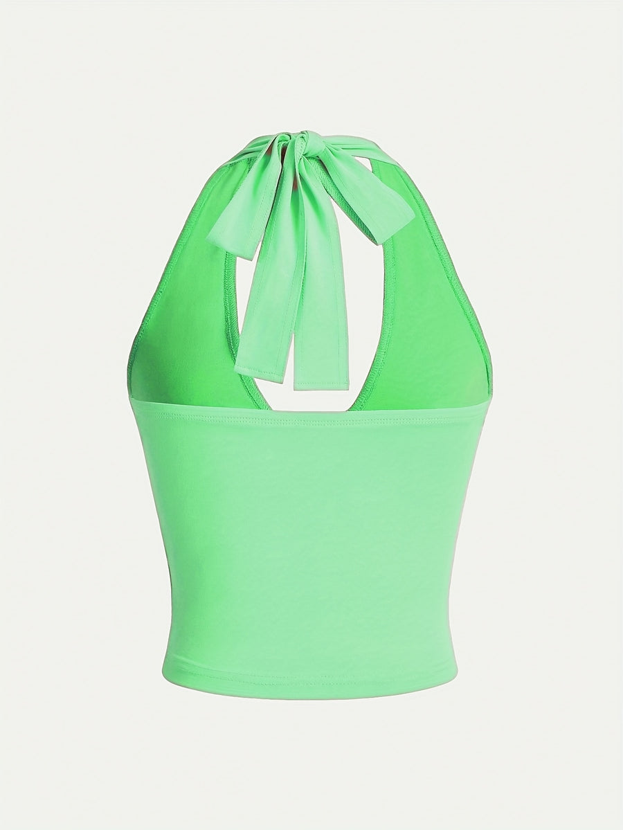 Halter Neck Sexy Camisole Strapless Vest Women'S Outdoor Fitness - Light Green