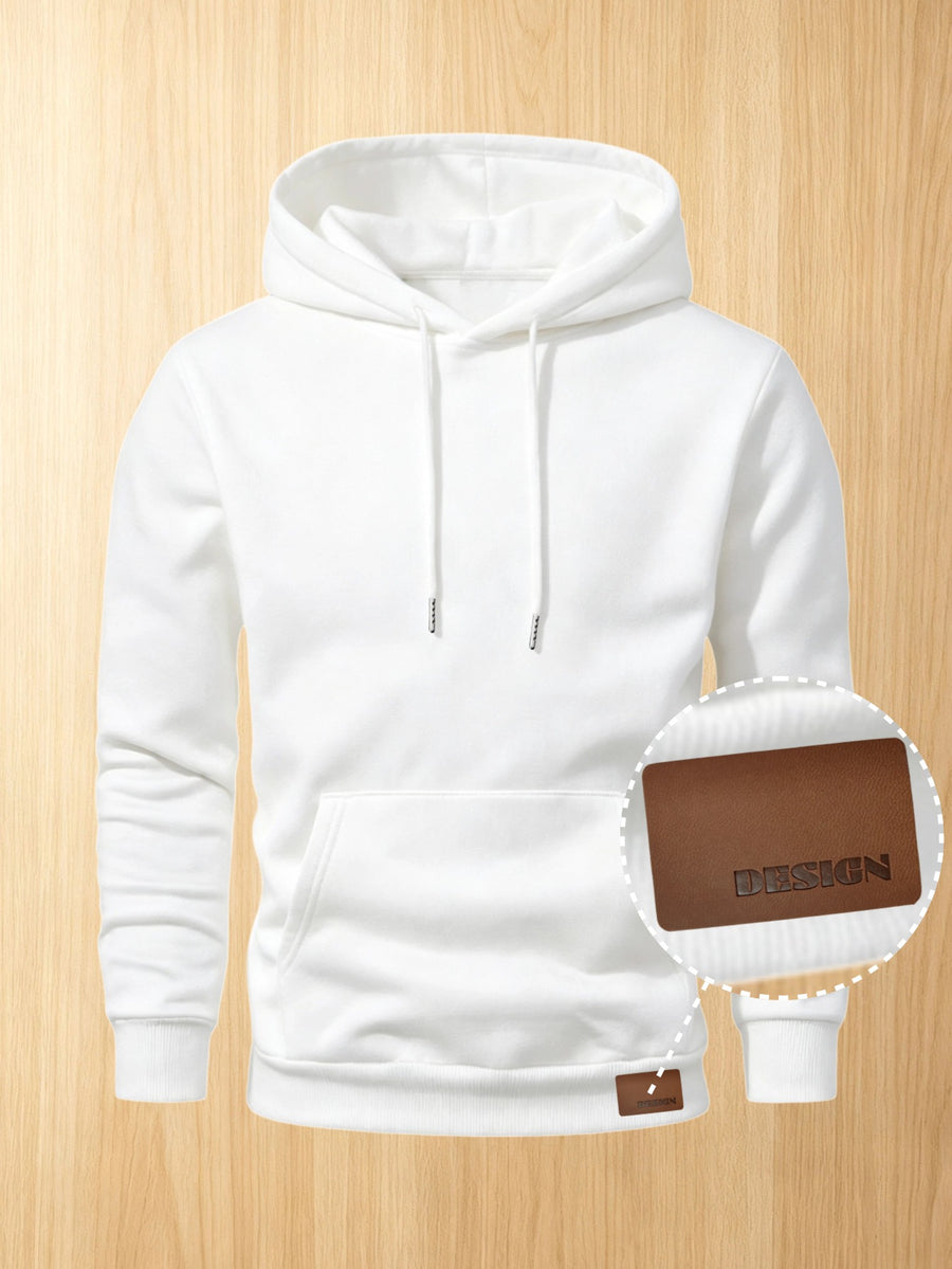 50%, 50%, Men'S Casual Pocket Ankle-Length Hooded Sweatshirt, Cuffs with Ribbed Bottom, Men'S Warm Fleece-Lined Sweatshirt for Global All-Season Base Layer - White