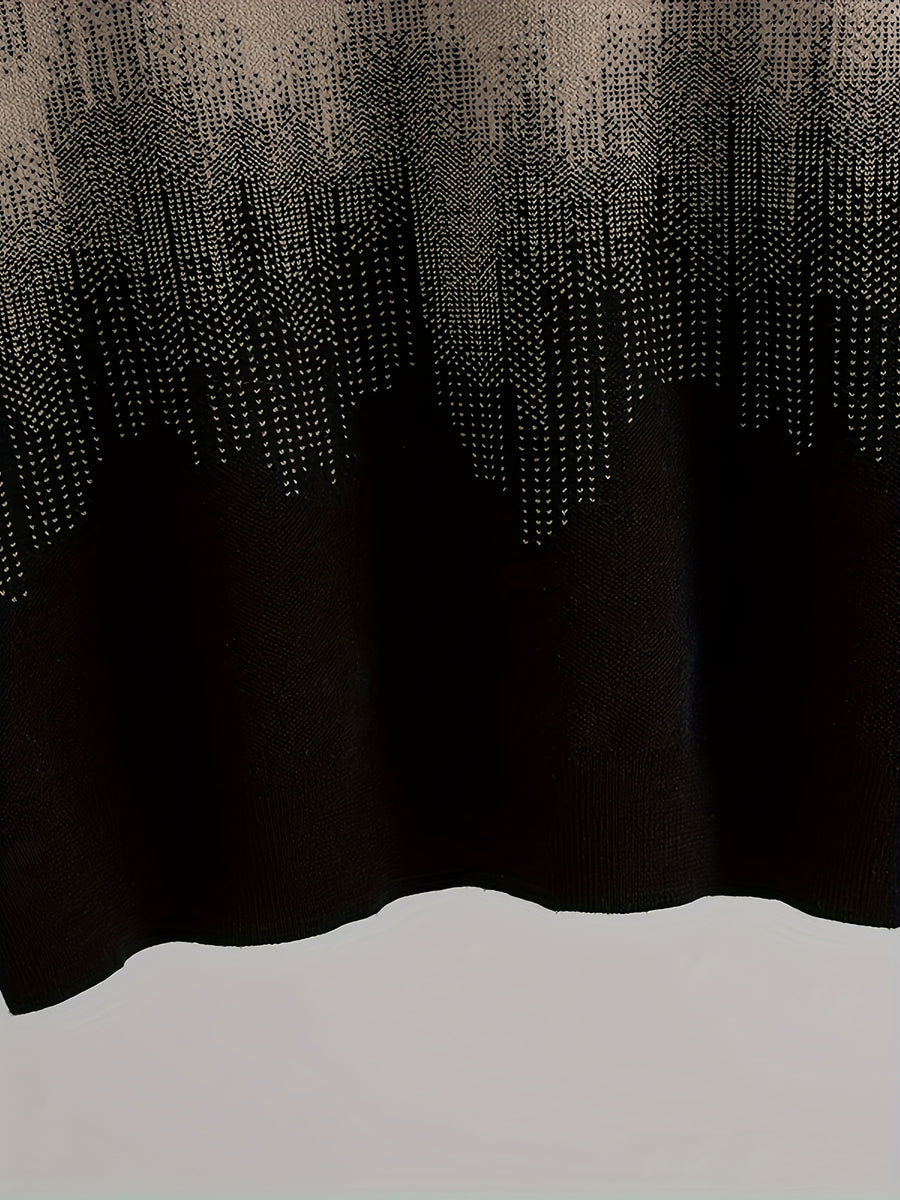 Men's Gradient Jacquard Sweater, Autumn/Winter Versatile Casual Knit Pullover - Black
