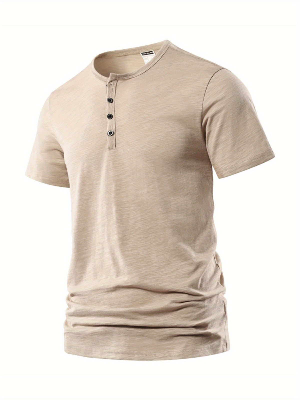 Men'S Summer Fashion T-Shirt Solid Casual Men'S Beach Vacation T-Shirt - Khaki