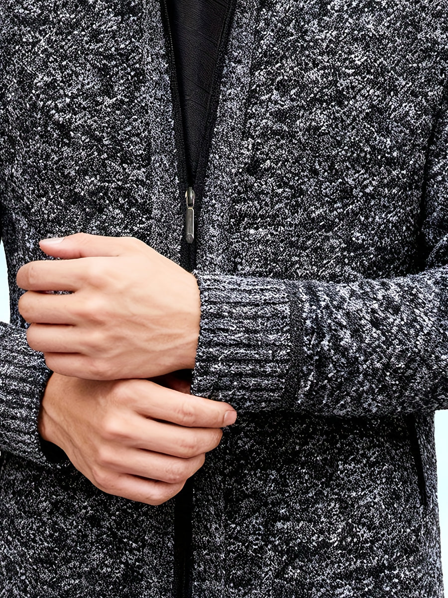 Autumn and Winter Casual Sweater Cardigan Jacket for Men, Thick Zipper Jacket with a Slightly Loose Three-dimensional Cut, Hiding Flesh and Slimming Without Dragging, Easily Creating a Fashionable Business Image (only Includes 1 Jacket) - Dark Gray