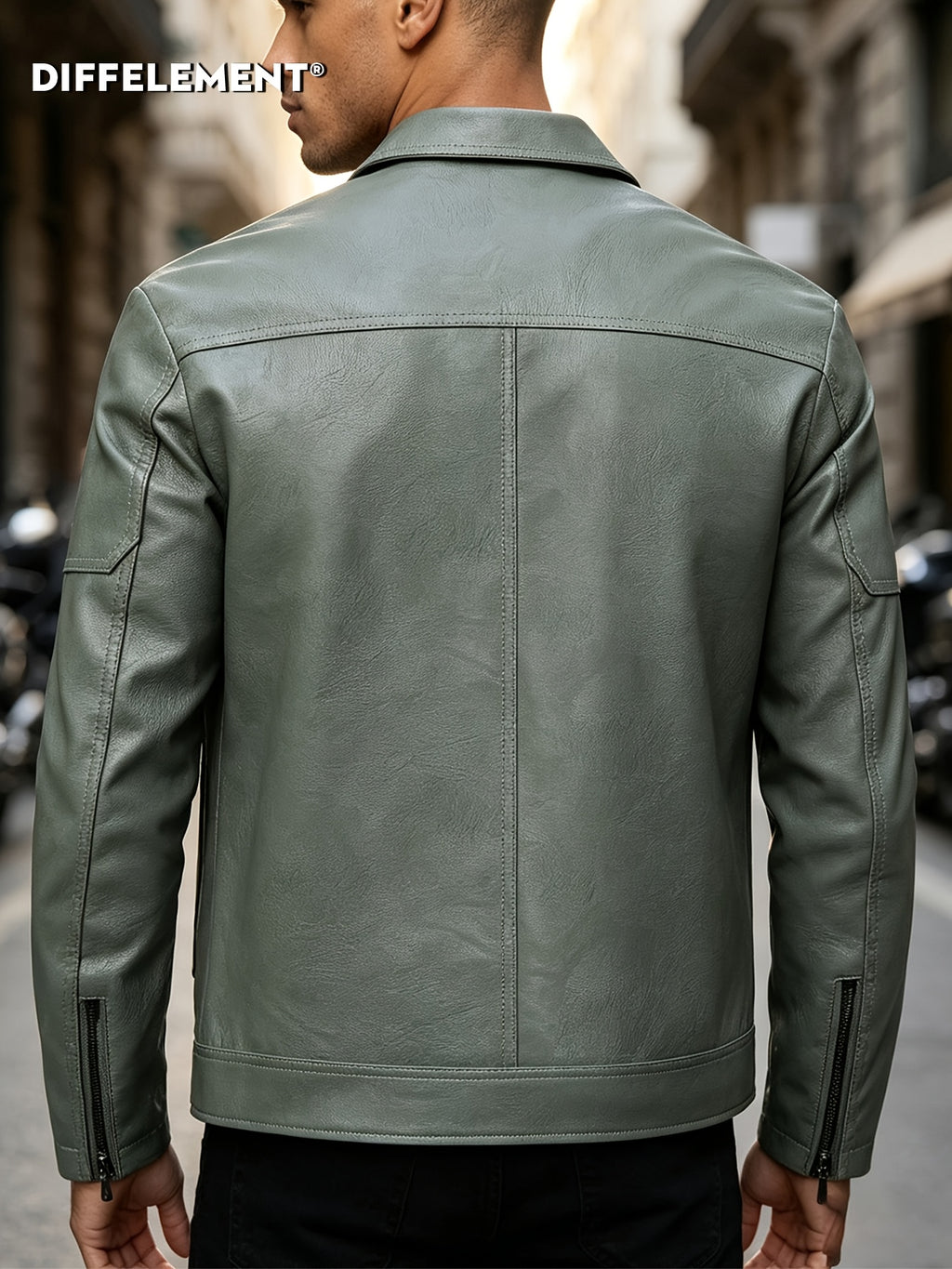 Men's Lapel Jacket, Windproof, Versatile, Wear-Resistant, Easy to Care for, High-Quality with Fine Texture and Precise Stitching, Slim Fit Short Vintage Motorcycle Style, for Daily Commuting, Streetwear, and Spring/Autumn Casual Wear, Black Coat - Gray Blue