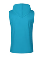 Men's Sleeveless Hooded Henley Shirt - Lightweight, Breathable Polyester | Summer Casual & Sporty Top with Button Detail | Machine Washable - Dark Cyan