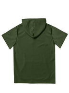 2pcs Men's Waffle Knit Short-Sleeve Hoodie with Kangaroo Pocket, Soft and Breathable Fabric, Multiple Color Options, Versatile, Simple, Stylish, and Casual for Daily Wear or Sports, a Great Choice for Holiday Gifts for Fathers, Partners, and Friends - Army Green+Khaki