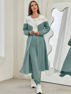 WY260622044 Autumn Women'S Color-Block Hooded Jacket And Pants Set 2pcs Set - Mint Green