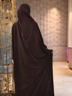 Solid Color Loose Hooded Long Cape Shawl, Casual Long Sleeve Simple Cape, Women's Clothing - Coffee Color