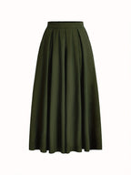 Women'S Solid Color Long Skirt | Casual High-Waist A-Line Skirt with Flowy Design for All Seasons - olive drab
