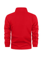 GK Minimalist Uppercase Letter Pattern Full-Zip Stand Collar Windproof Jacket, Unisex Spring/Autumn Lightweight Luxury Business Casual Outerwear - Red