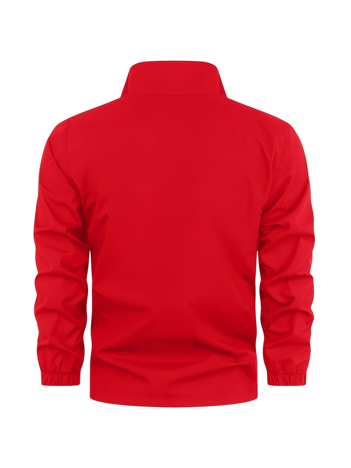 GK Minimalist Uppercase Letter Pattern Full-Zip Stand Collar Windproof Jacket, Unisex Spring/Autumn Lightweight Luxury Business Casual Outerwear - Red