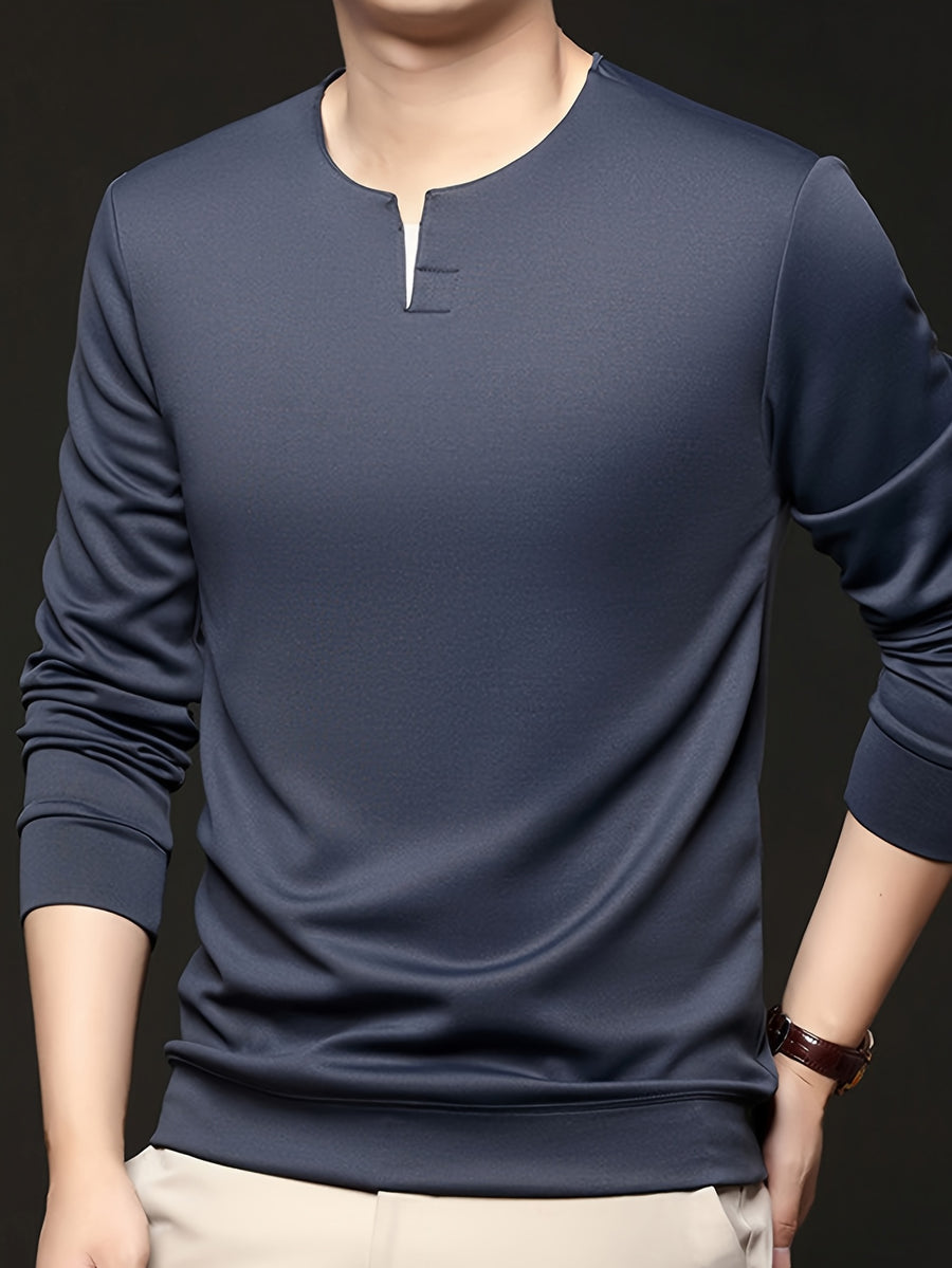 Spring/Autumn New Fashion Slim Fit Men'S Small V-Neck Long Sleeve Sweatshirt Comfortable Skin-Friendly Main Push Style - SINBOS - Blue Grey
