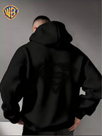 Warner Bros. Superman Sketch Print Hooded Sweatshirt, Men's Loose Fit Casual Top, Versatile and Comfortable Autumn/Winter Sweatshirt - Black