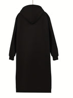 Women's Pullover Hoodie Dress for Autumn and Winter - Black