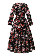 Elegant Long Floral Print Dress with Waist Cincher - Perfect for Parties, Spring/Fall, Adult, Floral Print Dress | Floral Pattern Dress | Cinched Waist Design - Mixed colors