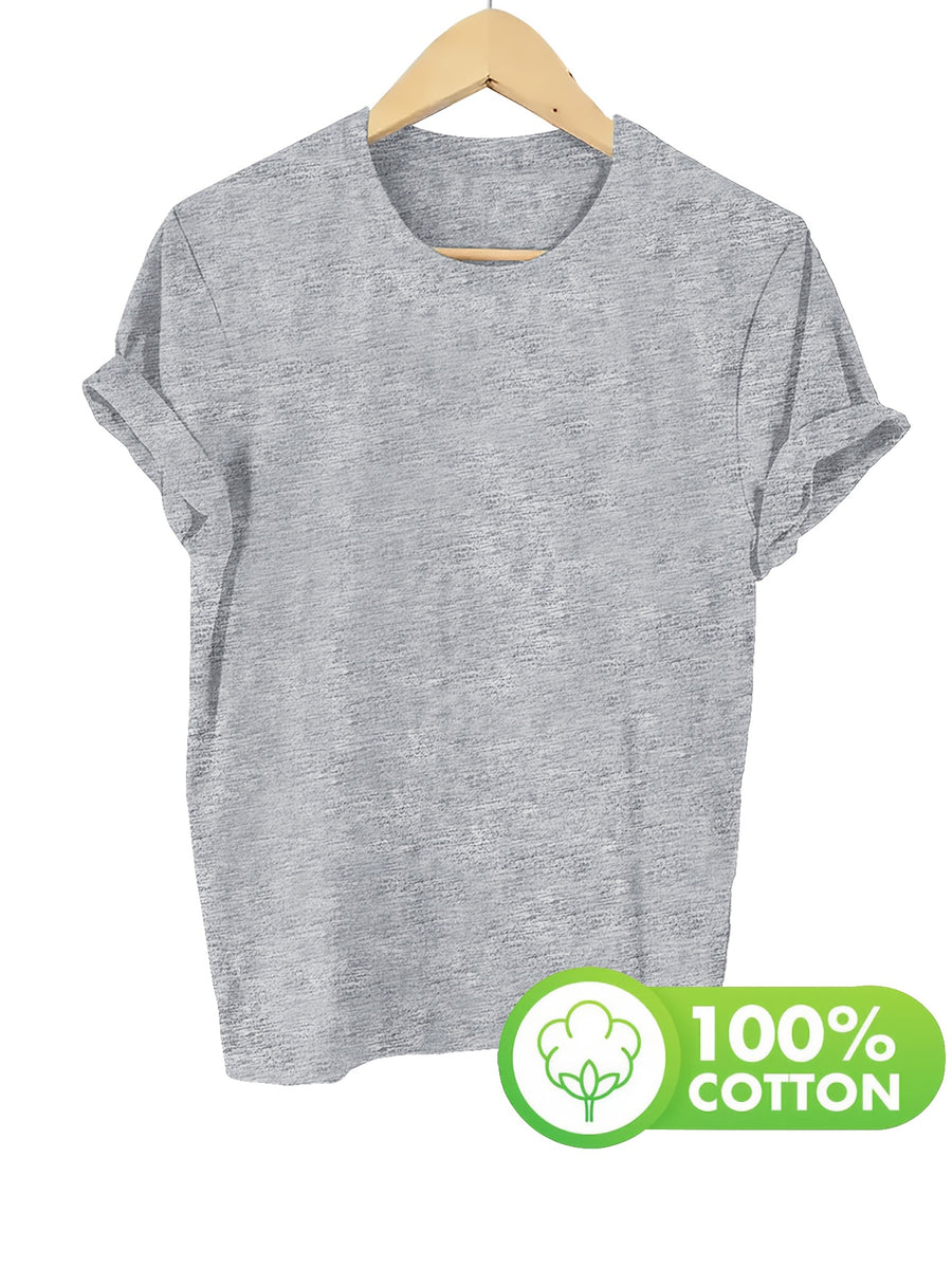 Spring/Summer Women's T-Shirt, Basic Short-Sleeve T-Shirt for Daily Wear - 1 - Grey
