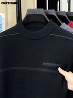 CATMA CRRTMARO Autumn/Winter Knitted 3D Solid Color Crew Neck Sweater, Basic Thickened Pullover, Men's Fashion Knitwear Long Sleeve HH - Shangqing