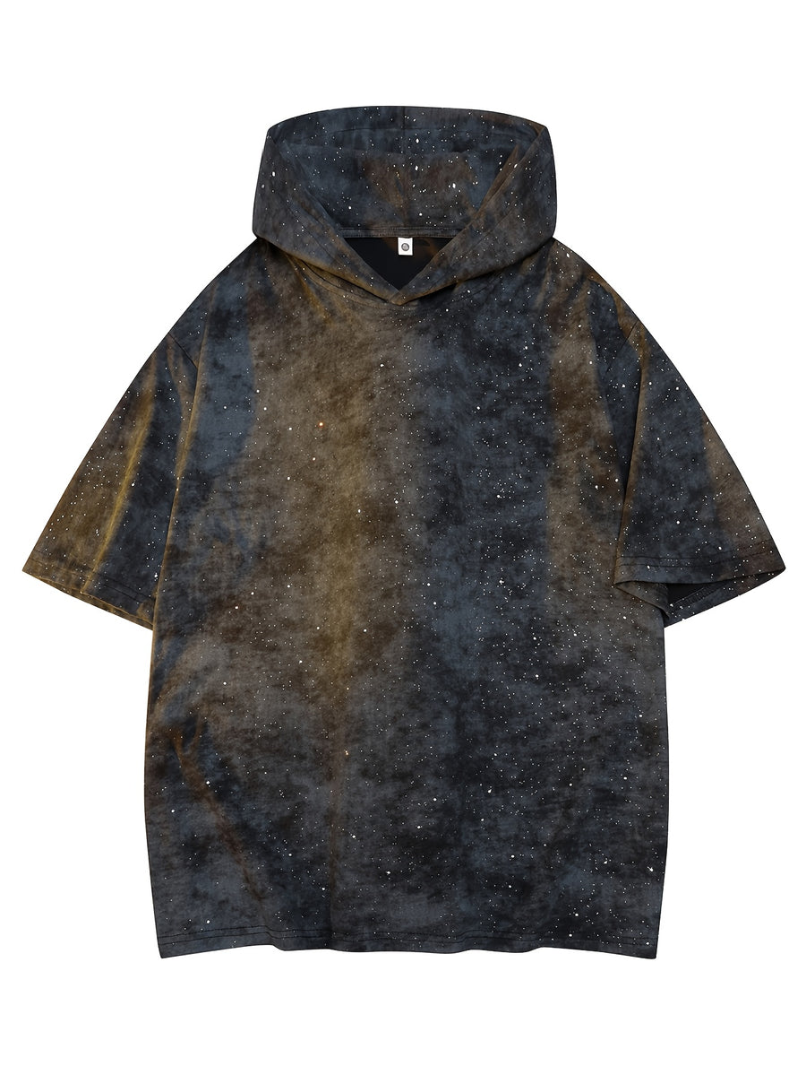 Men's Summer Short-Sleeve T-Shirt and Sports Hoodie - Black