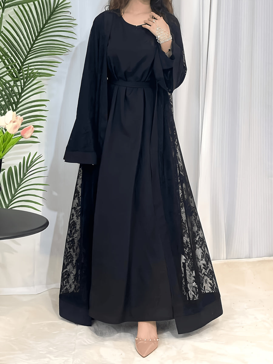 Elegant and Elegant Lace Dress - Black