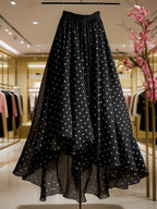 Elegant New Women's Mesh Polka Dot Skirt, High-Waist Skirt, Suitable for Vacation, Casual, and Office Wear, All-Season Style - Black