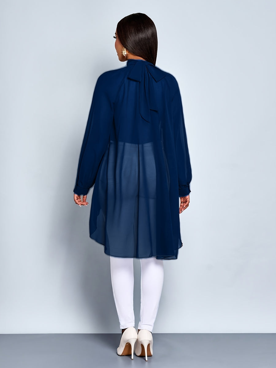 Elegant Sexy Commuter Easy Autumn And Winter Women'S Shirt Teacher Clothing Outing Top Elegant Long Design Top Bottoms Women'S Autumn Clothing Women'S Winter Clothing Halloween Clothing Christmas New Year New Year Women'S Clothing - Royal Blue