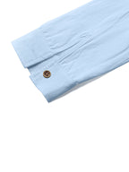 Men's Linen Pullover Shirt - Retro Vertical Pleat Collar & Round Neck, Loose Fit Long Sleeve Suitable for Daily Wear, Travel, Beach Outfits, Spring Summer Fall Casual Top, Machine Washable Solid Color Shirt - Light Blue