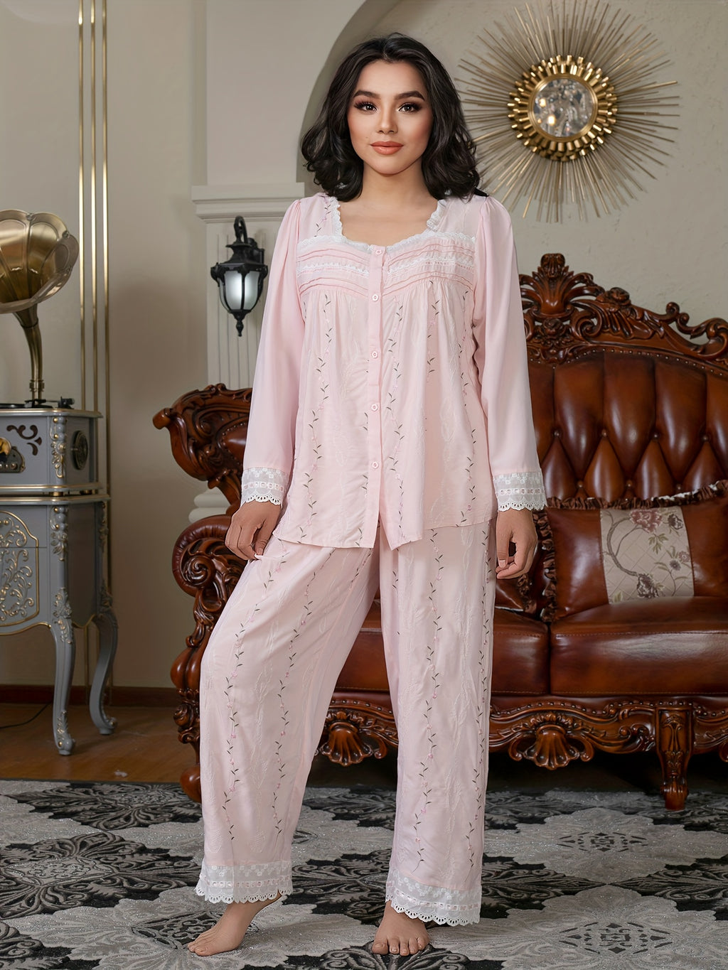 Plus Size Pajama Set - Pink Color