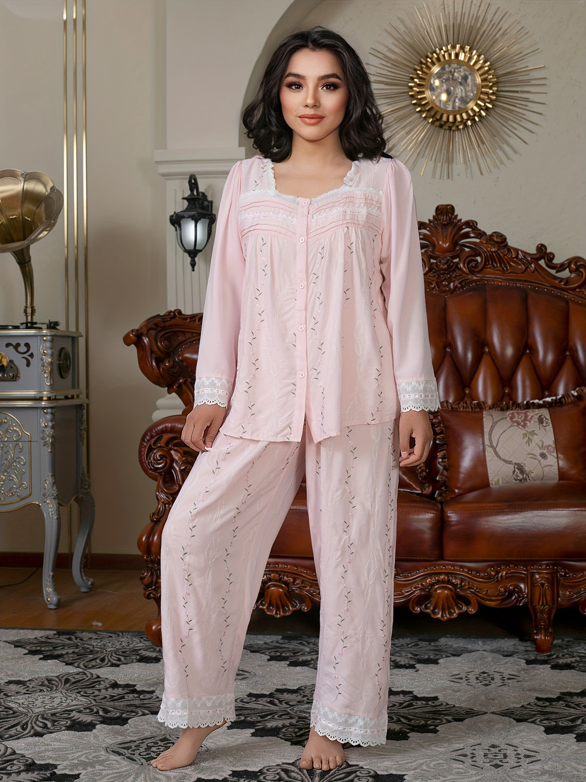 Plus Size Pajama Set - Pink Color