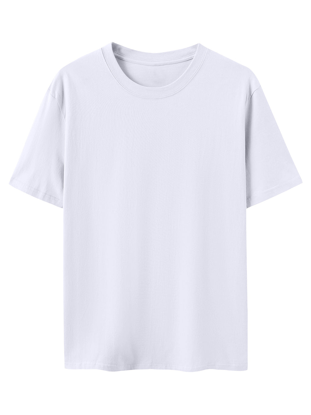 Men's New Style Pure Cotton Short Sleeve Crew Neck T-Shirt with Peony Flower Print, Casual, Comfortable, Soft, and Breathable, a Summer Essential - White