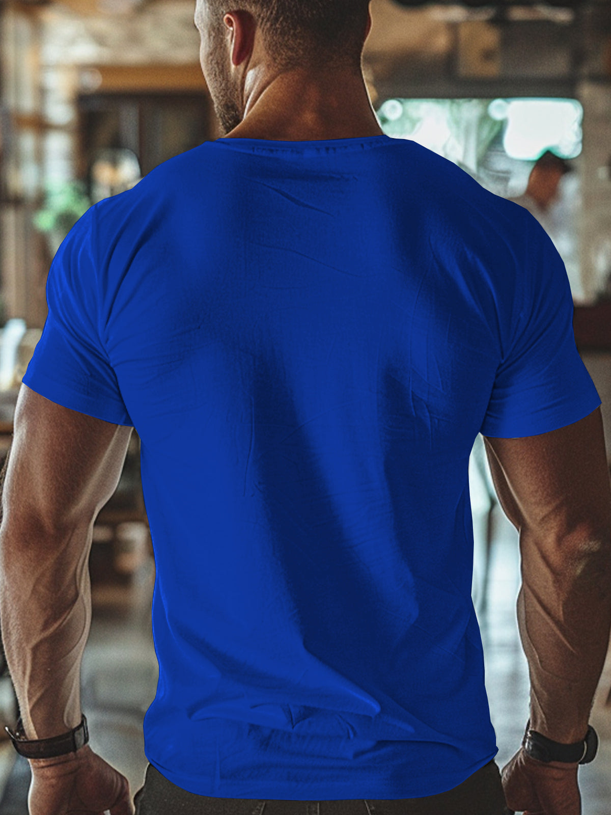 Men'S Summer Casual T-Shirt with Bold "B" Letter Print - Lightweight Polyester, Round Neck, Short Sleeve, Regular Fit, Perfect for Casual Attire, Everyday Tshirt | Trendy Casualwear | Durable Fabric - Royal Blue