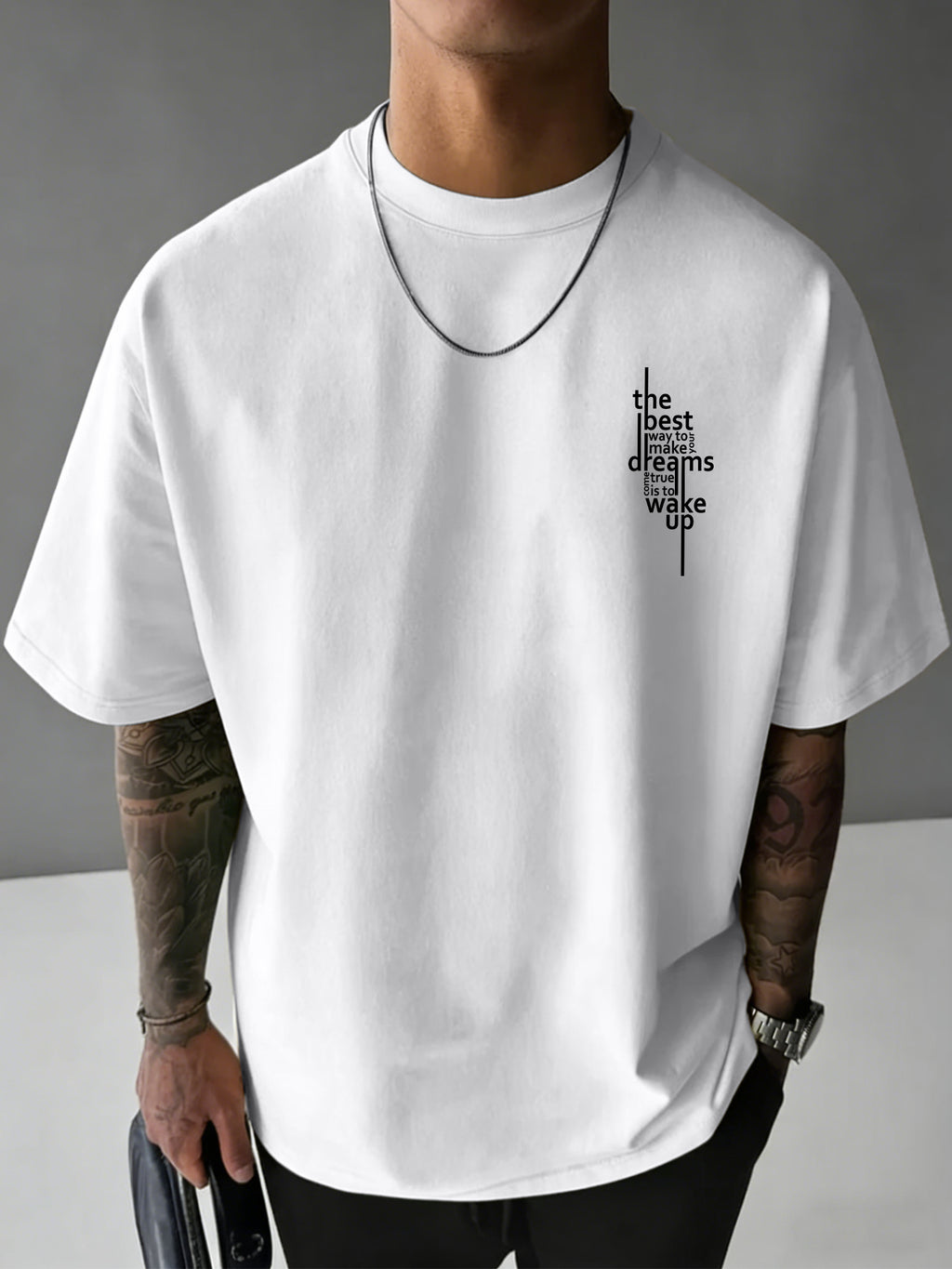 Men'S New 100% T-Shirt, Letter Print on Back Comfortable Soft Breathable All-Season Casual Daily Versatile - White