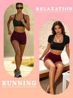 Butter-Soft Women'S High-Waist Biker Shorts - Perfect for, & Everyday Workouts - Burgundy