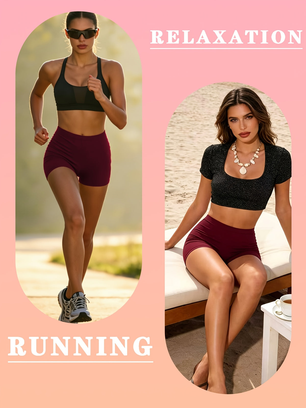 Butter-Soft Women'S High-Waist Biker Shorts - Perfect for, & Everyday Workouts - Burgundy