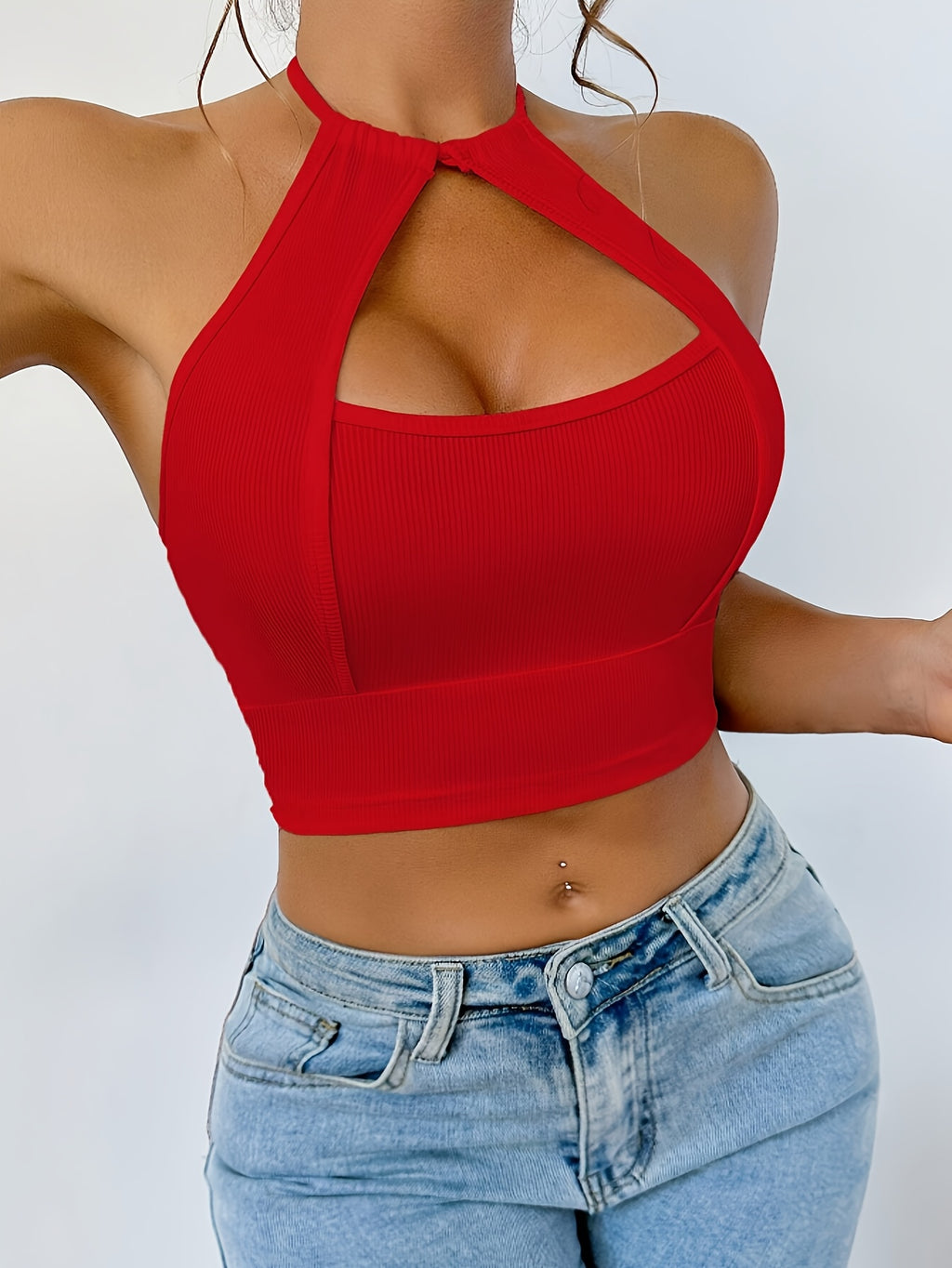 2pcs Women's Solid Color Camisole Set, Simple and Sassy Fashion Style, Suitable for Summer Outfits - Black&Red