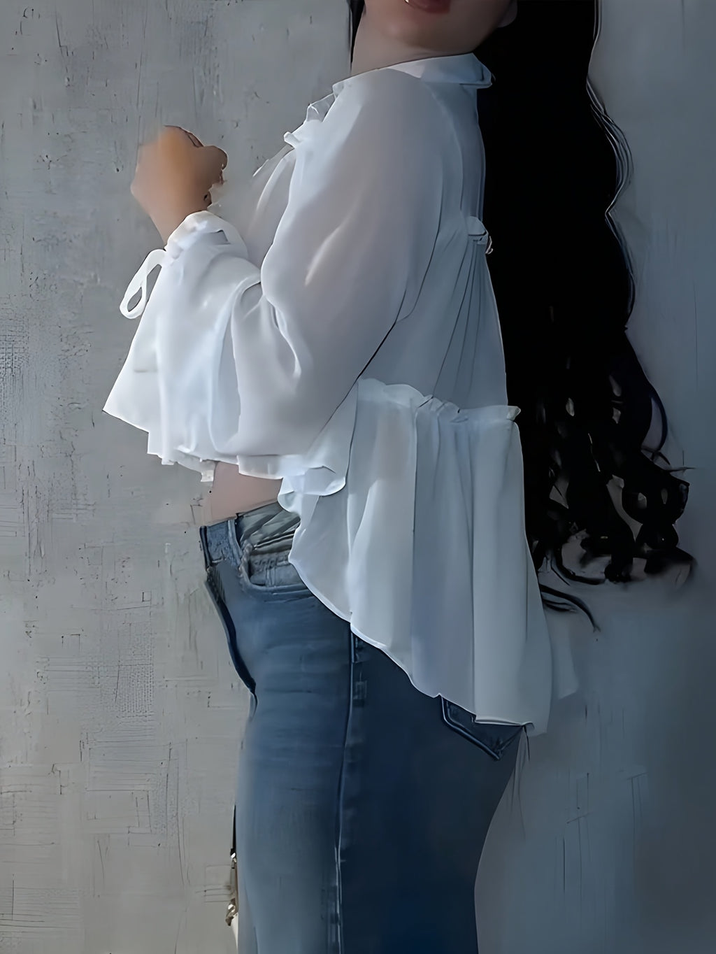 Women's Chiffon Shirt Vacation Beach Shirt - White