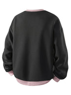 American Vintage Striped Crewneck Sweatshirt for Men, Long Sleeve Base Layer Top for Spring and Autumn - Black