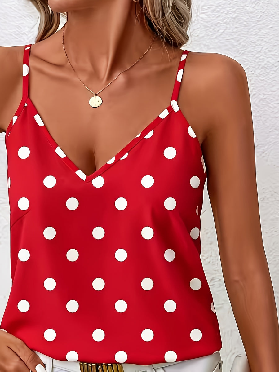 Fashionable Polka Dot Women's Simple Camisole Top - Red