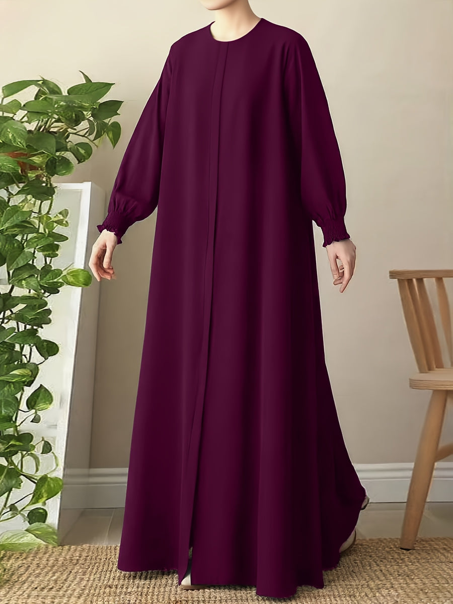 Middle Eastern Muslim Comfortable Solid Color Robe 8358 - Fuchsia