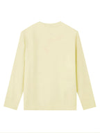 Women'S Fashion Casual Round Neck Long Sleeve T-Shirt, 100% with Lettered Stripe Pattern, Stylish Easy Comfortable Loose Fit - 【Light Yellow】