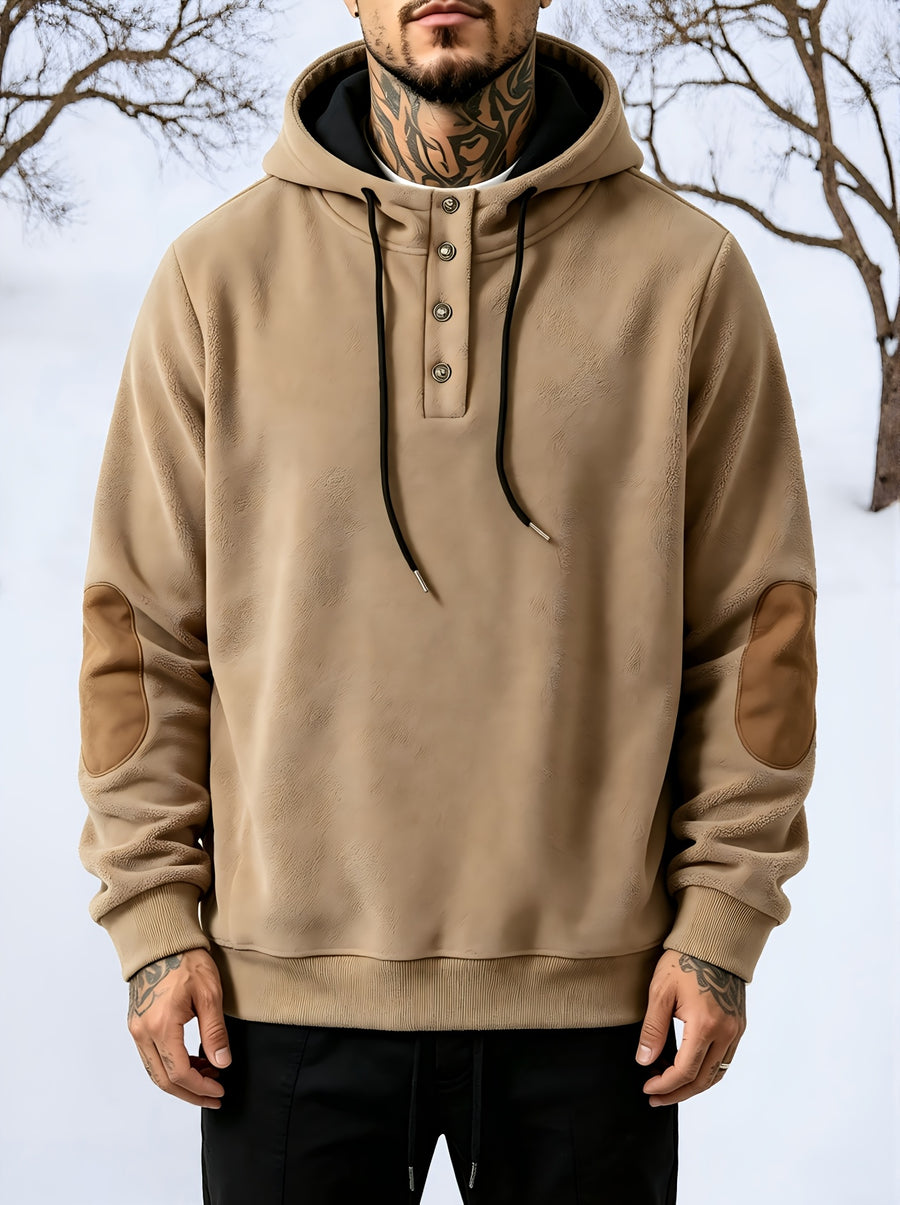 New Men's Autumn/Winter Casual Fashion Hooded Sweatshirt, Heavyweight Thickened Hooded Sporty Trendy Sweatshirt Jacket, for Daily Outings, Holiday Gifts, Great for Gifting to Family and Friends - Khaki