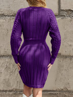 Chunky Women'S Sweater Dress - Purple