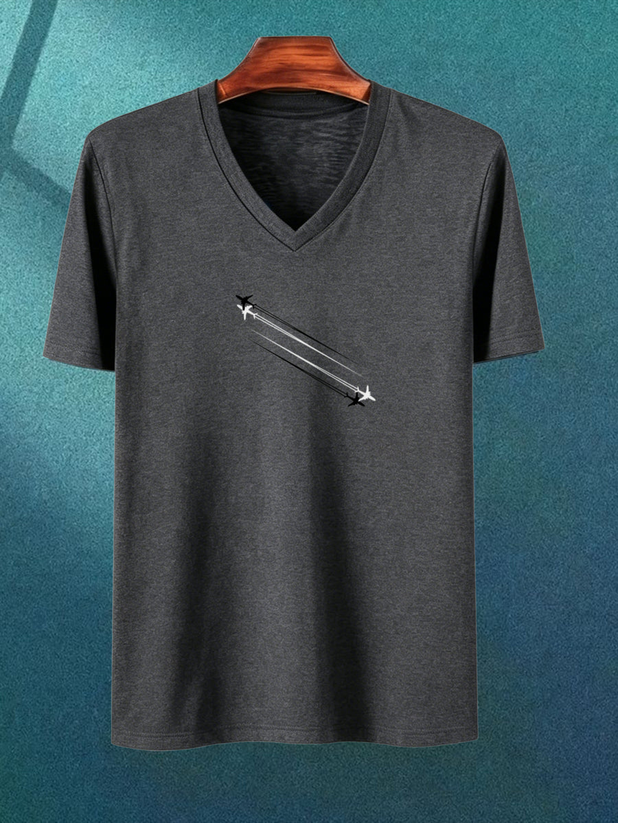 Casual Style Men'S T-Shirt Star Trail Design Summer Wear Gift for Him - Dark Gray