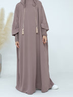 Plus Size - Plus Size - 1pc Prayer Jilbab Outfit for Muslim Women, Stylish And Elegant, Features a Solid Color, Ideal for Everyday Wear, Festivals, Gatherings, And Outdoor Events. Women'S Islamic - Pale Pinkish Gray