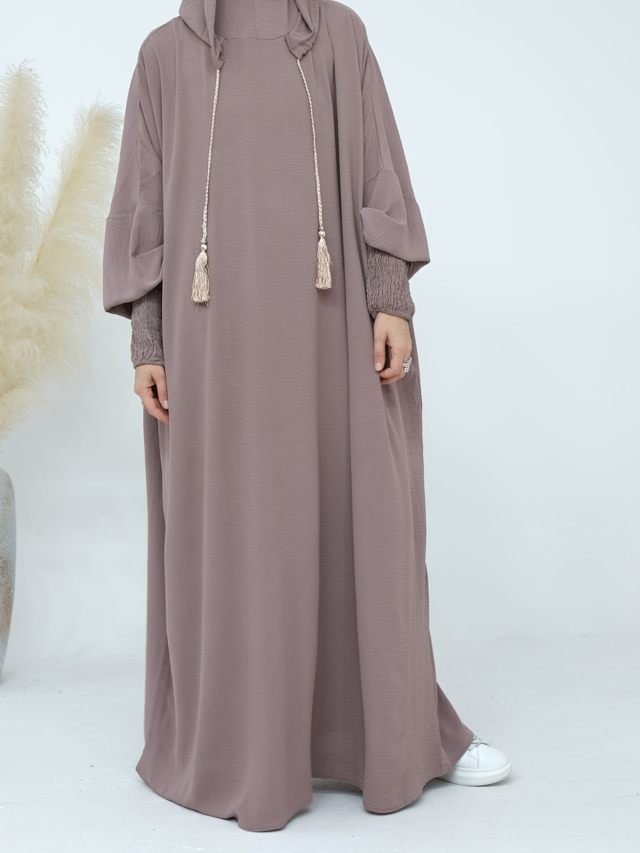 Plus Size - Plus Size - 1pc Prayer Jilbab Outfit for Muslim Women, Stylish And Elegant, Features a Solid Color, Ideal for Everyday Wear, Festivals, Gatherings, And Outdoor Events. Women'S Islamic - Pale Pinkish Gray
