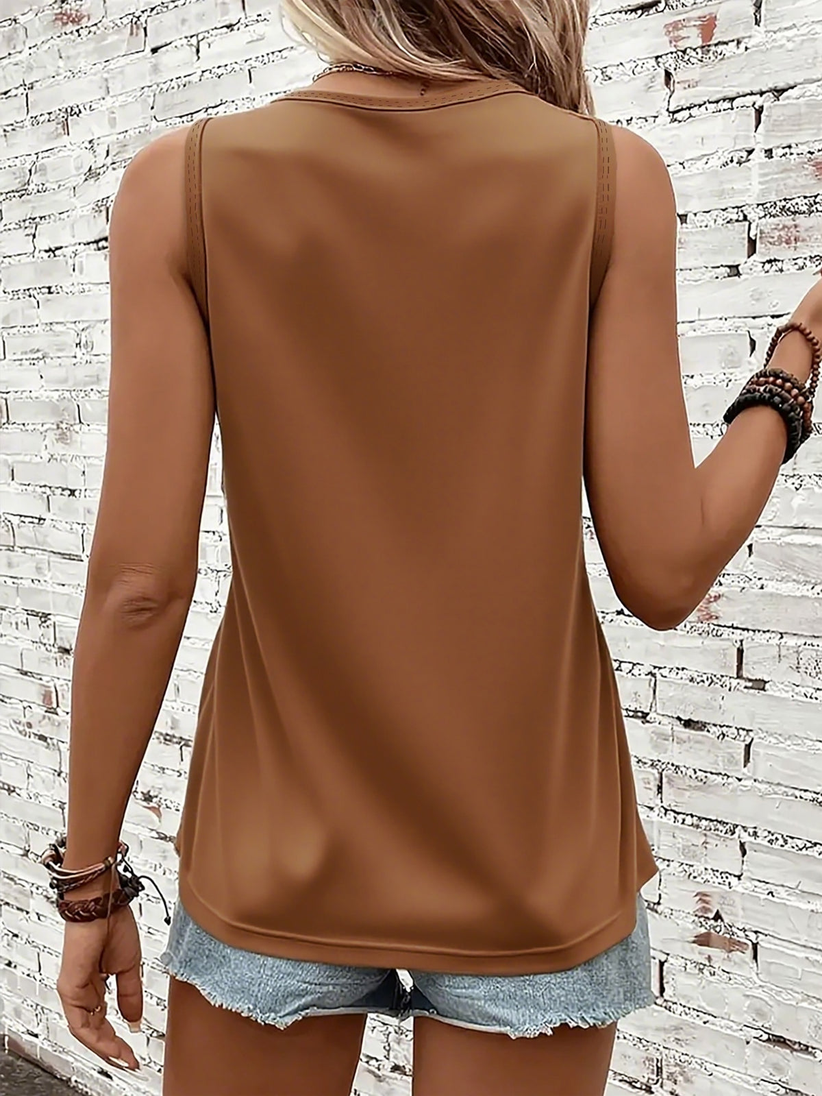 Y2K Women's Sleeveless Tank Top, Simple and Stylish, Casual Fashion, Women's Spring/Summer Casual Swear, Sizes S, M, L, XL, XXL+6417 - 【Brown】